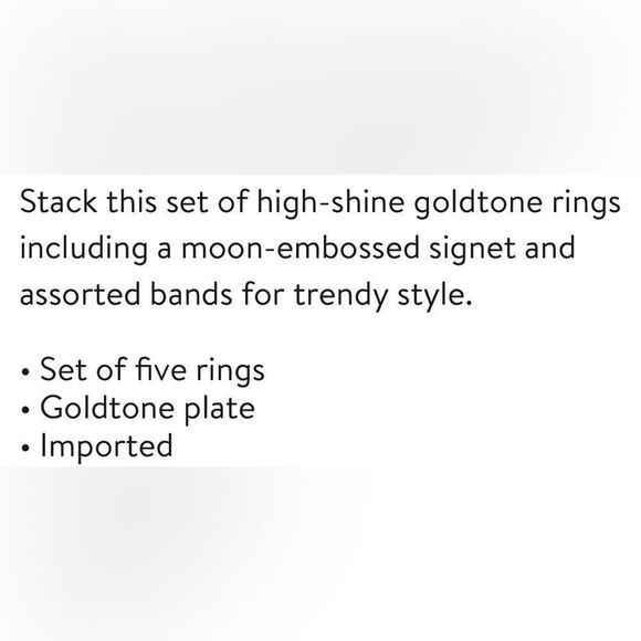 Melrose and Market Set of 5 Moon Signet Assorted Rings - Picture 3 of 3